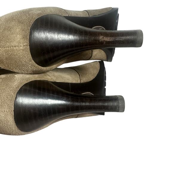 Sofft Suede Slouch Heeled Boots Size 7.5 Taupe Leather Tall High Heel Preloved - Picture 8 of 10